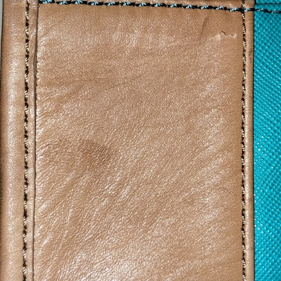 Vintage Fossil Turquoise Totale Bag Leather And Canvas - Picture 13 of 17